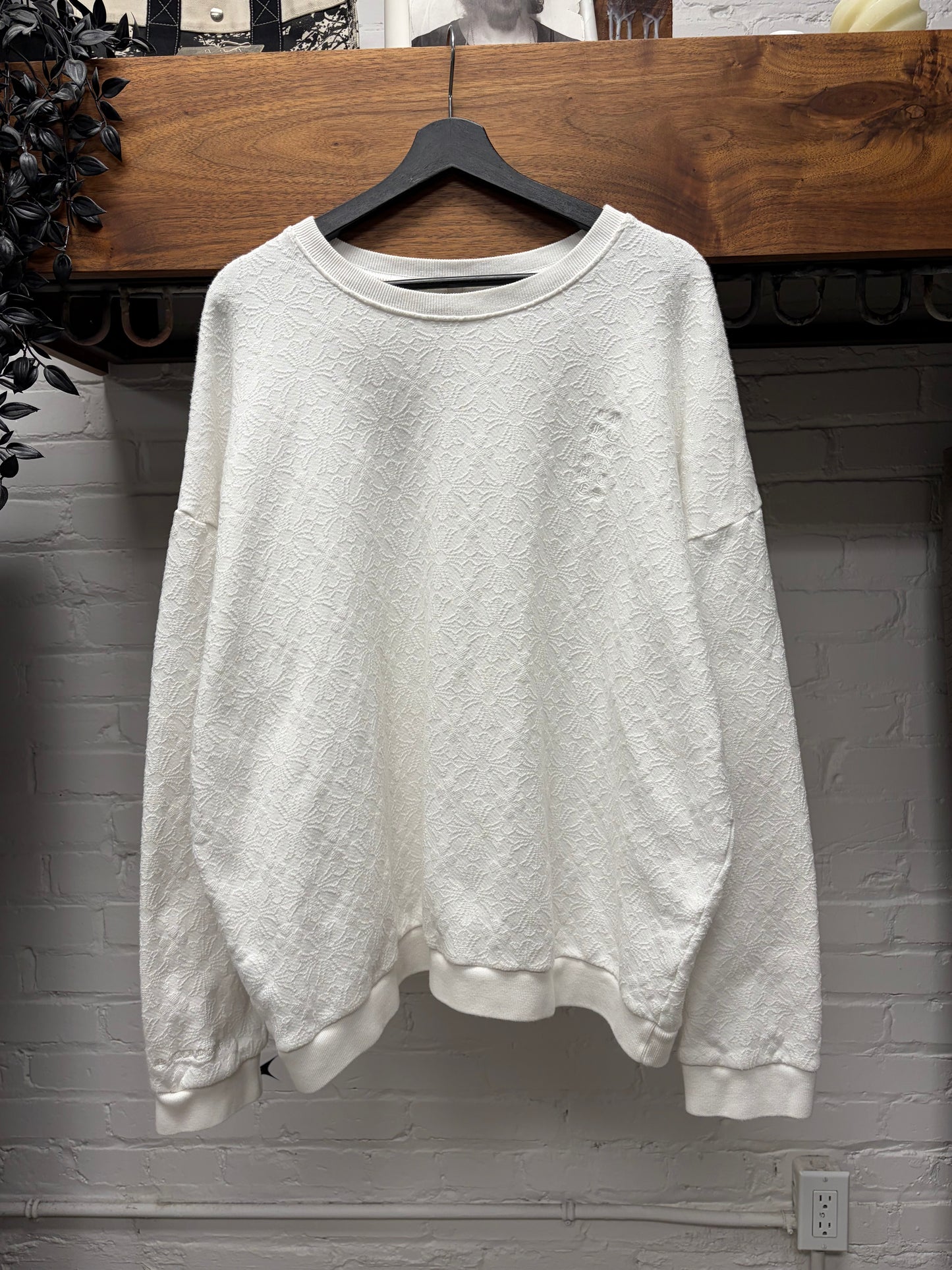 Chrome Hearts Towel Jacquard Plus Cross White Pullover Crewneck