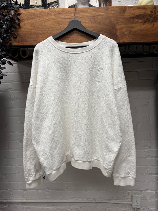 Chrome Hearts Towel Jacquard Plus Cross White Pullover Crewneck