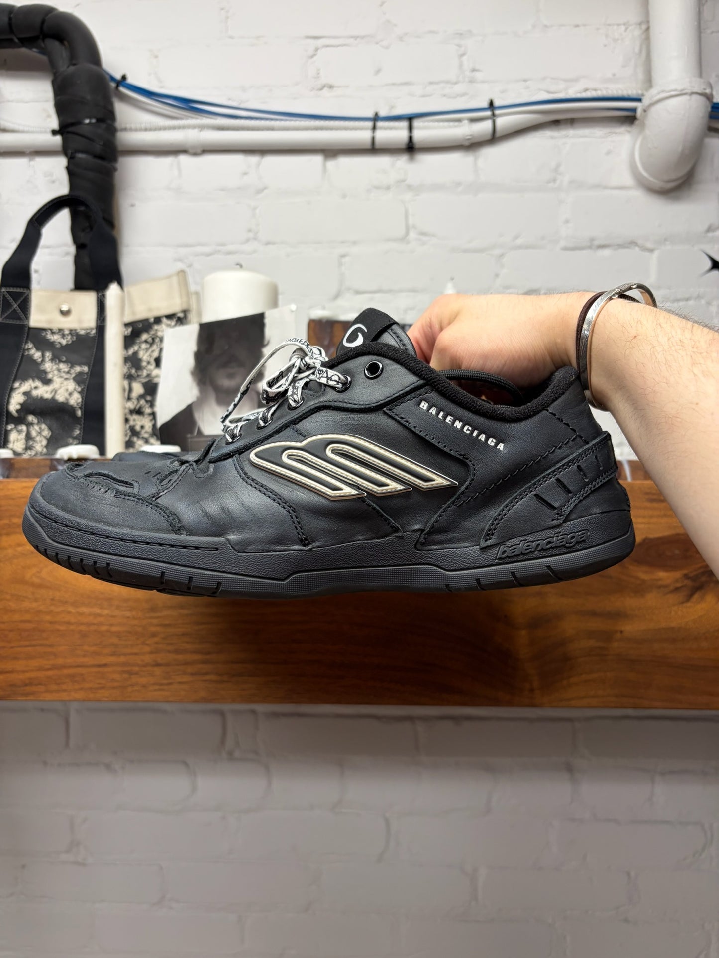 Balenciaga ‘Hamptons’ Distressed Black Low Top Skate Sneakers