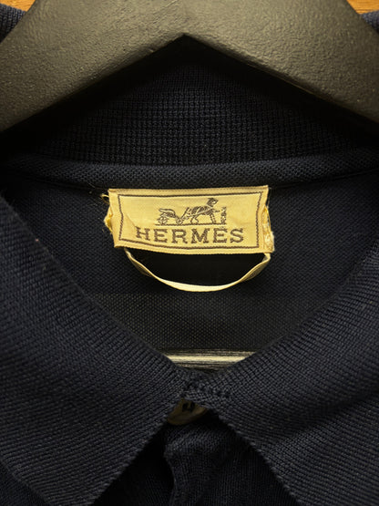 Hermes Embroidered ‘H Logo’ Cotton Polo with Replaced Coin Button