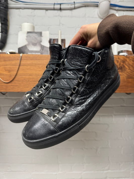 Balenciaga ‘Arena’ Black Leather High Top Sneakers