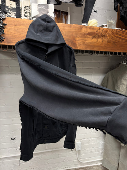 AW2023 Balenciaga ‘Paris’ Hooded Black Hybrid Denim/Hoodie