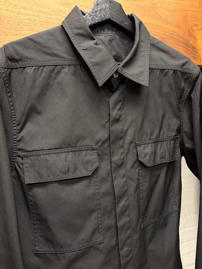 SS2023 Rick Owens ‘Edfu’ Flap Pocket ‘Shoulder Strap’ Button Snap Black Work Shirt