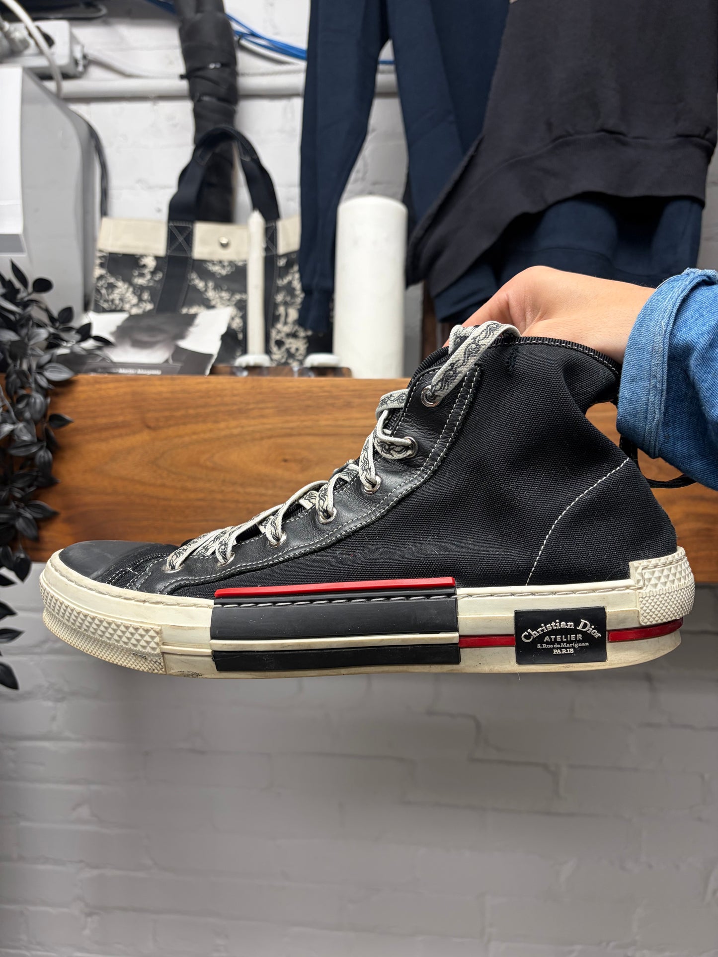 Dior Homme ‘B23’ Black/Red Canvas High Top Sneakers