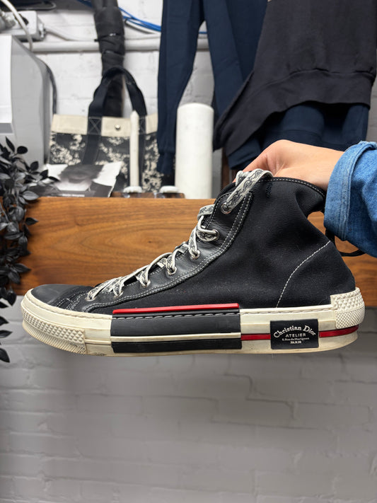 Dior Homme ‘B23’ Black/Red Canvas High Top Sneakers