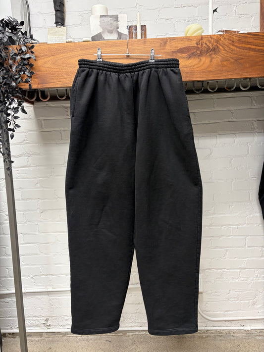 2021 Balenciaga Heavy Black Terry Cotton Relaxed Drawstring Sweatpants