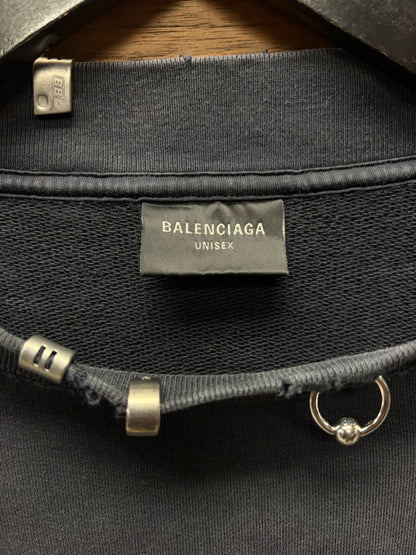 AW2024 Balenciaga ‘Piercing’ Faded Black Mock Neck Long Sleeve Shirt