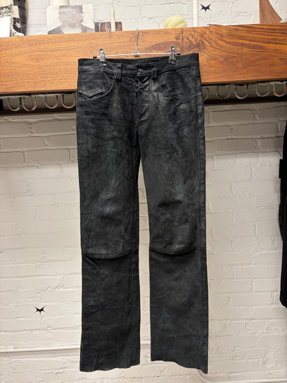 AW2000 Maison Margiela Line (10) Black Suede Reconstructed Flared Leg Pants