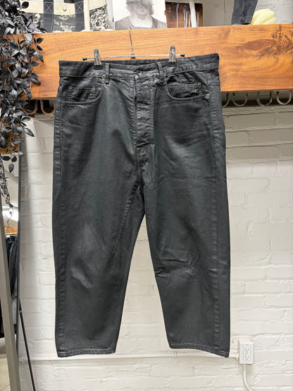 Rick Owens ‘Astaire Cut’ Waxed Black 3/4 Length Denim