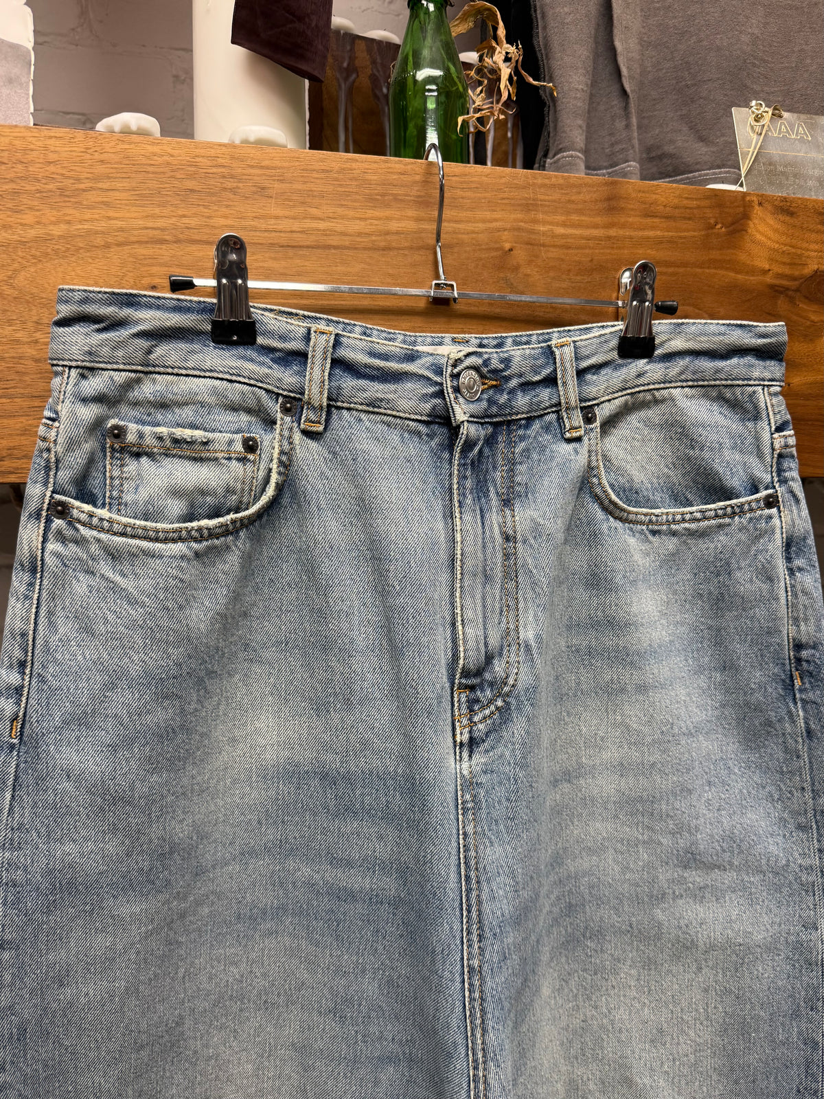 2021 Balenciaga Light Wash Blue Wide Leg Denim
