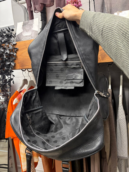 Chrome Hearts Fleur Black Leather Large ‘Weekender’ Duffle Bag