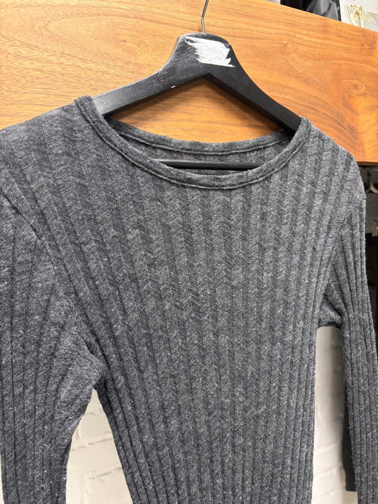 Yohji Yamamoto ‘Y’s’ Ribbed Grey Stretch Fit Wool Knit Sweater