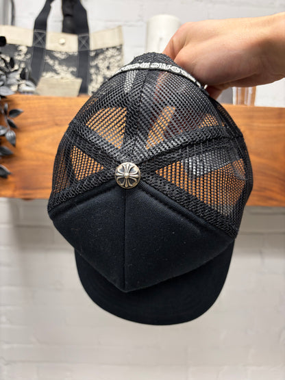 Chrome Hearts ‘Cemetery’ Black Leather Cross Patch Trucker Hat