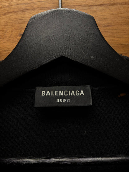 2021 Balenciaga Distressed Cotton ‘Paris’ Black/Orange Logo Sweatshirt