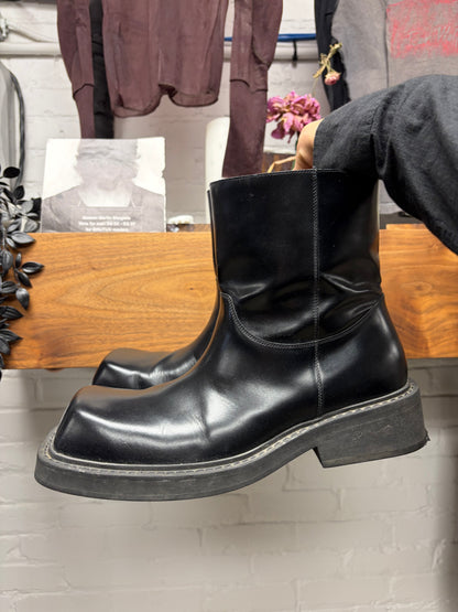 AW2022 Balenciaga ‘Inspector’ Black Leather Square Toe Boots