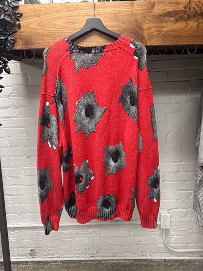 SS2022 Supreme x Nate Lowman ‘Gunshot’ Red Knit Sweater