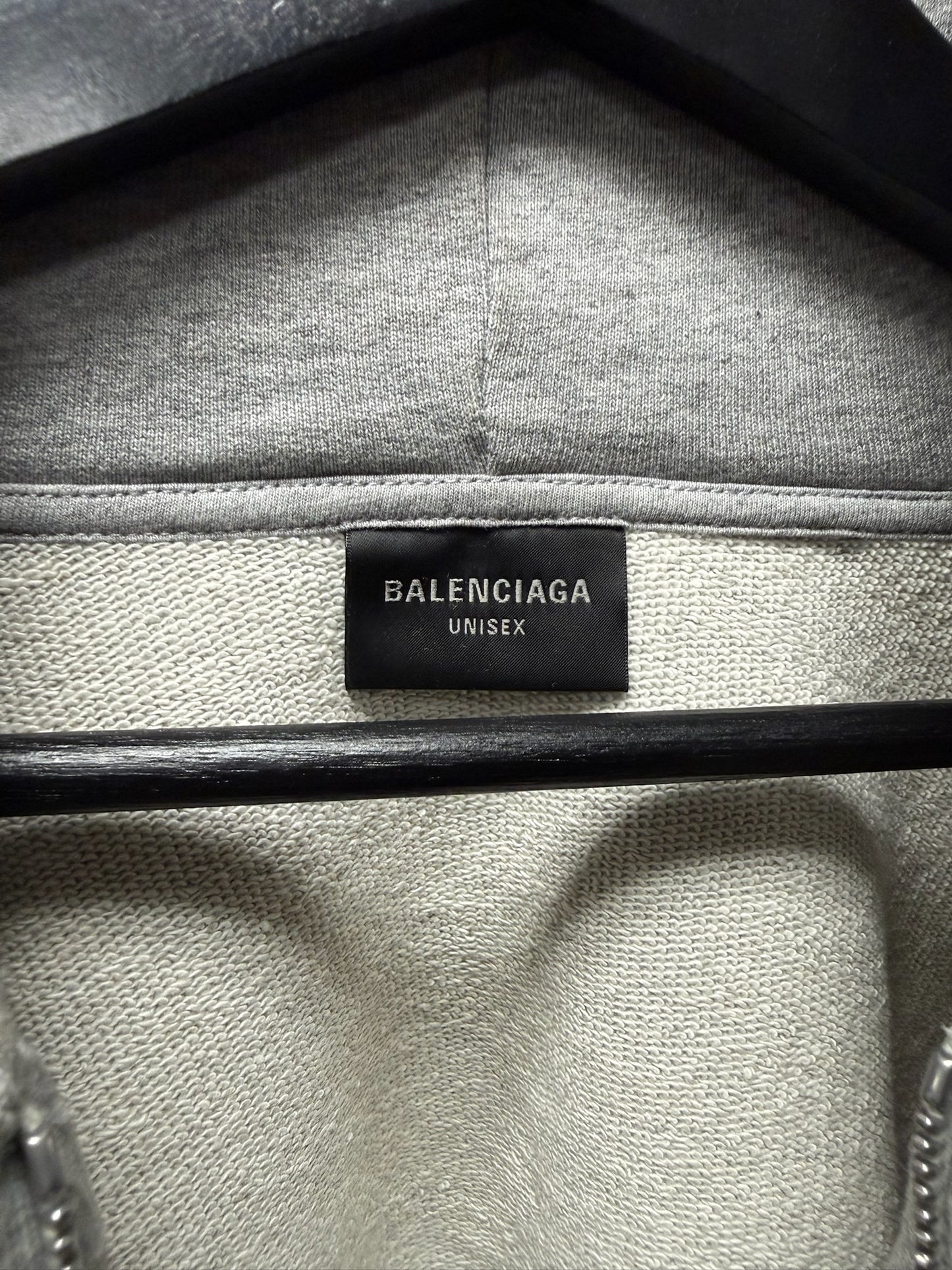 2022 Balenciaga ‘Logo-less’ Grey Zip-Up Heavy Cotton Hoodie