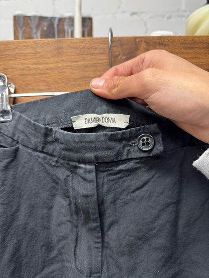 Damir Doma ‘Darted’ Black Linen/Cotton Slim Cut Pants