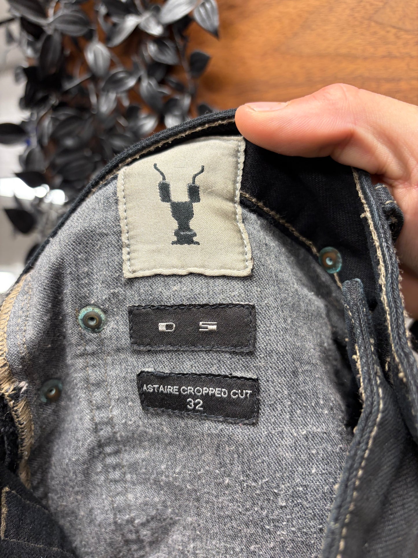 Rick Owens ‘Torrence Cut’ Waxed Black Cropped Denim