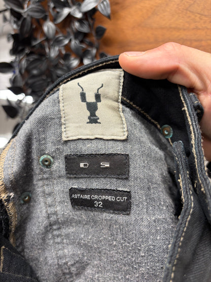 Rick Owens ‘Torrence Cut’ Waxed Black Cropped Denim