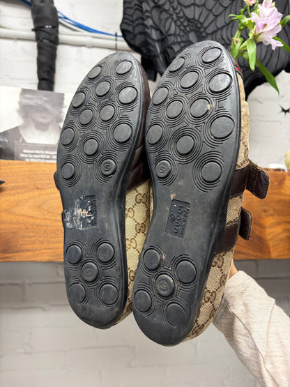 Gucci Canvas Monogram ‘Cycling’ Velcro Strap Low Top Sneakers