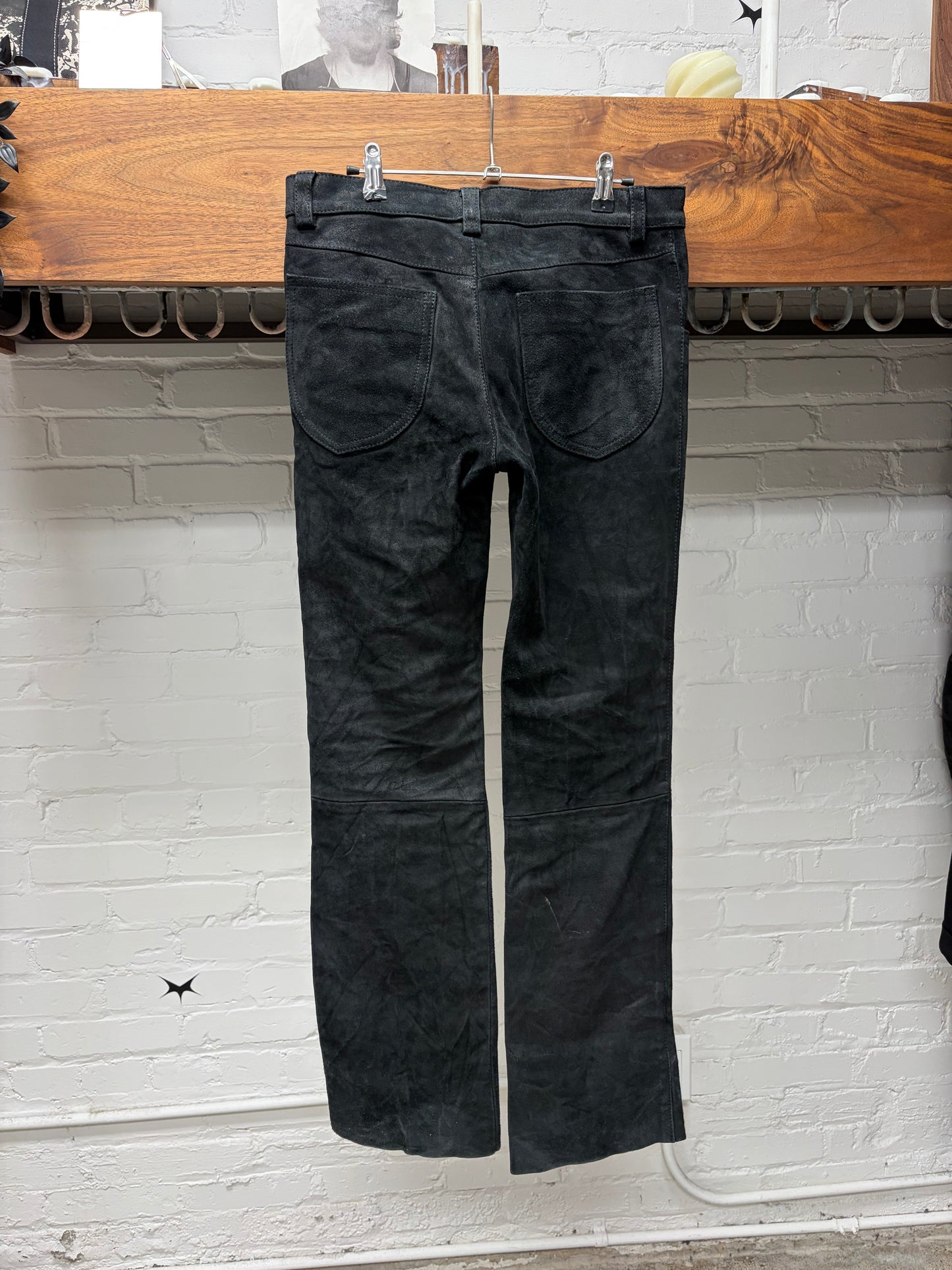 AW2000 Maison Margiela Line (10) Black Suede Reconstructed Flared Leg Pants