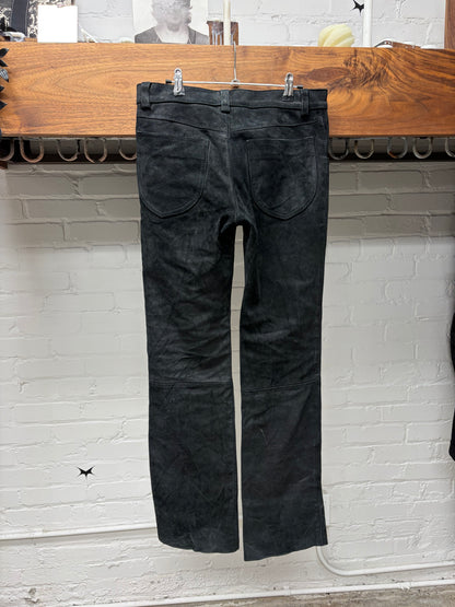 AW2000 Maison Margiela Line (10) Black Suede Reconstructed Flared Leg Pants