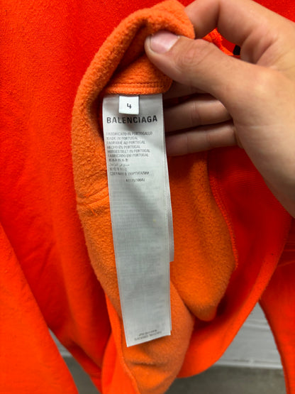 2022 Balenciaga ‘Miami’ Collegiate Logo Orange/Black Embroidered Pullover Hoodie
