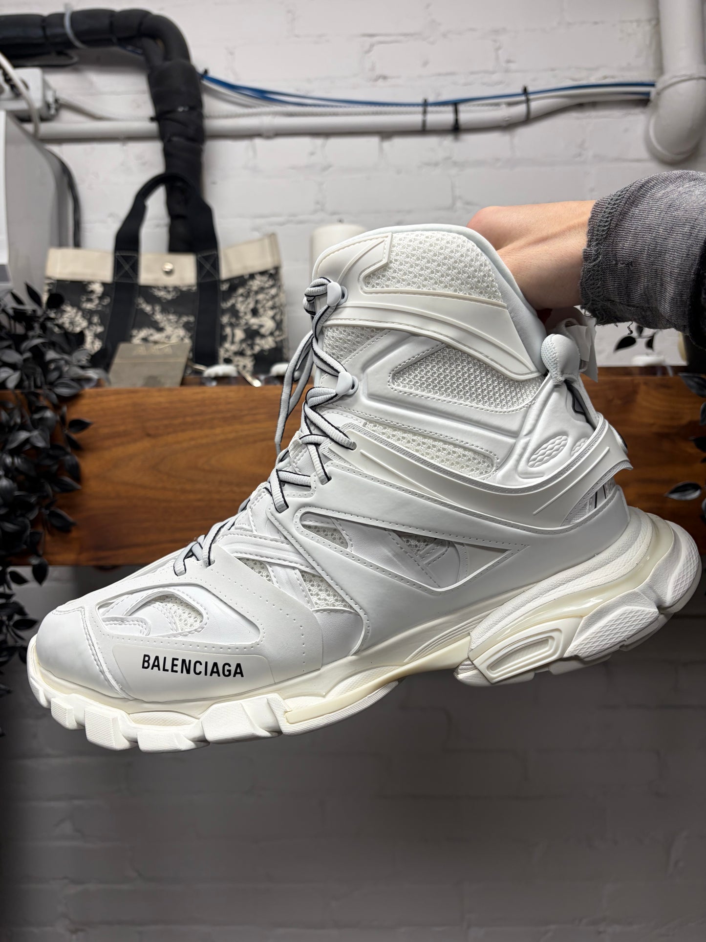 Balenciaga ‘Track Hike’ White High Top Athletic Sneakers
