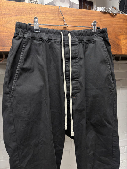 AW2023 Rick Owens ‘Luxor’ Black Drop Crotch Pod Drawstring Pants