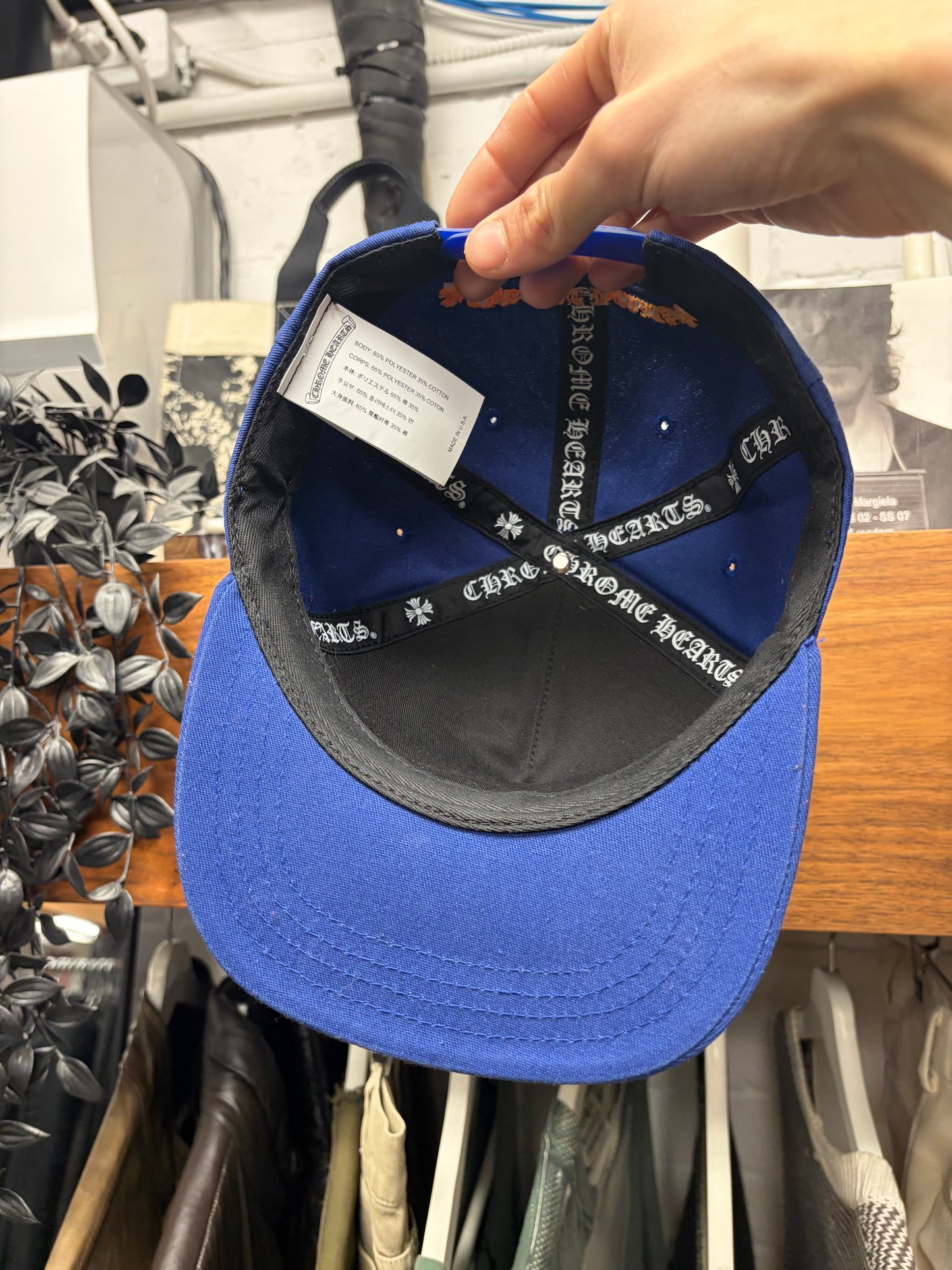 Chrome Hearts ‘CH’ Blue/Orange Embroidered Logo Strap-Back Baseball Hat