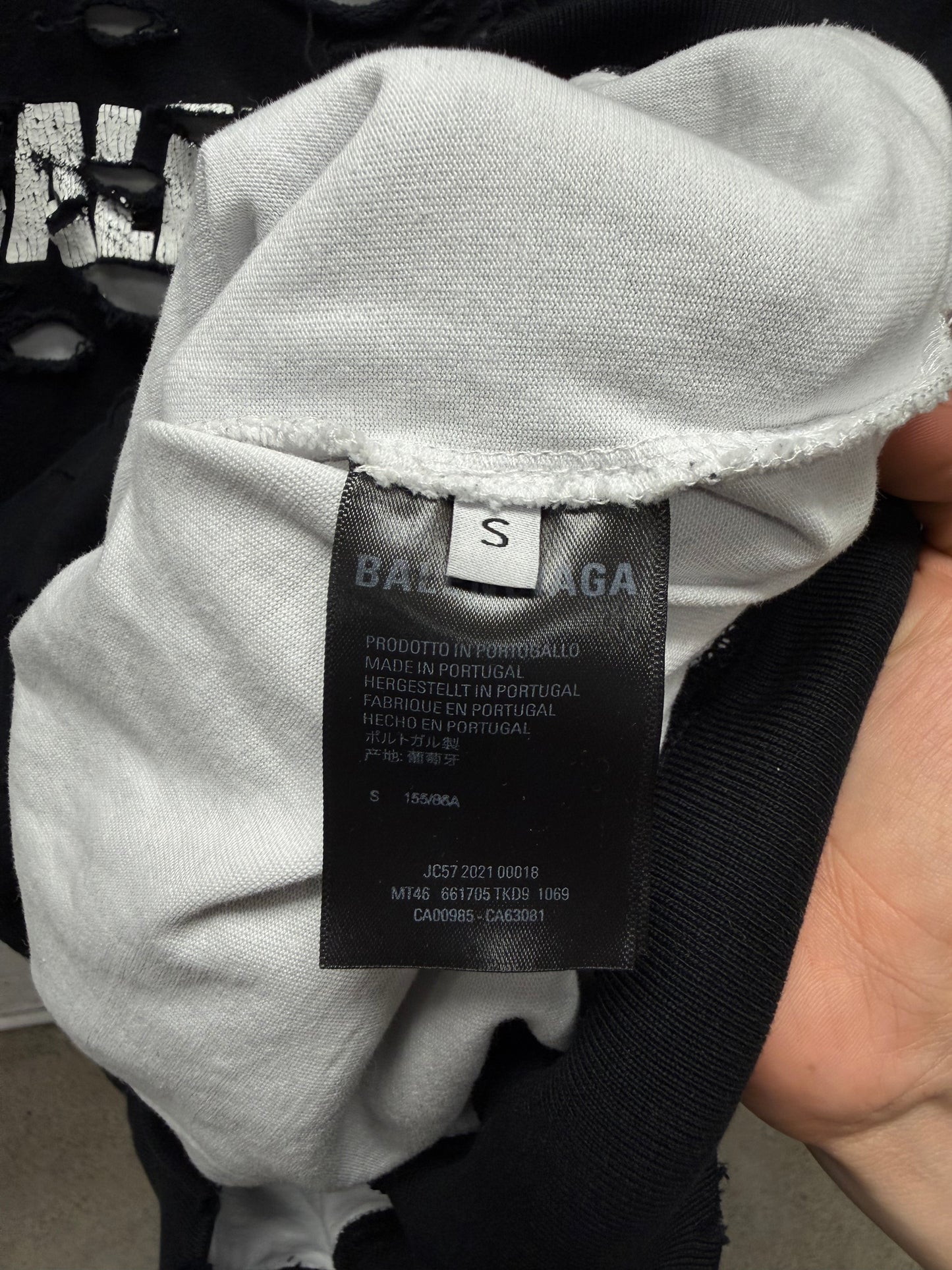 2021 Balenciaga ‘Caps’ Double Layer Distressed Black Hoodie