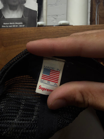 SS2024 Supreme ‘Gradient Logo’ Black Mesh Trucker Hat