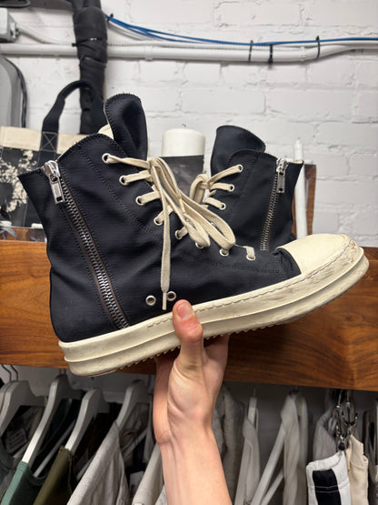 Rick Owens Pentagram Black/Milk Canvas ‘Ramones’ High Top Sneakers