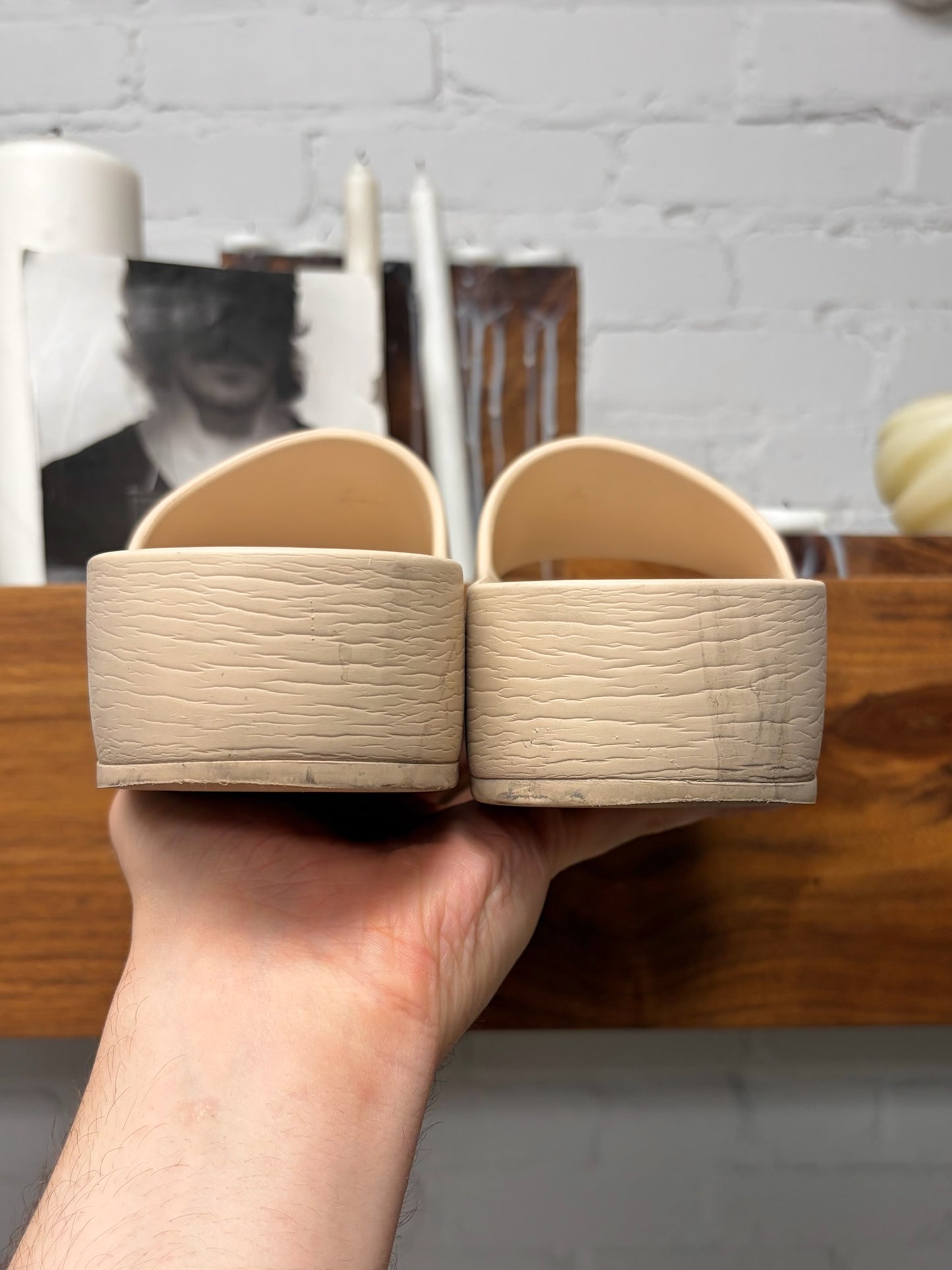 Balenciaga Tan ‘Chunky Slides’ Platform Sandals