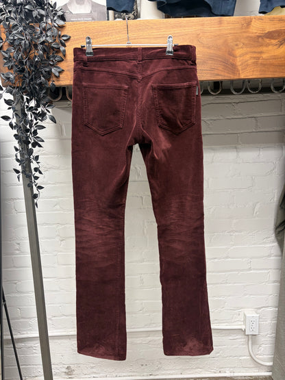 2018 Saint Laurent Unaltered ‘D17’ Oxblood Red Corduroy Flared Leg Skinny Jeans