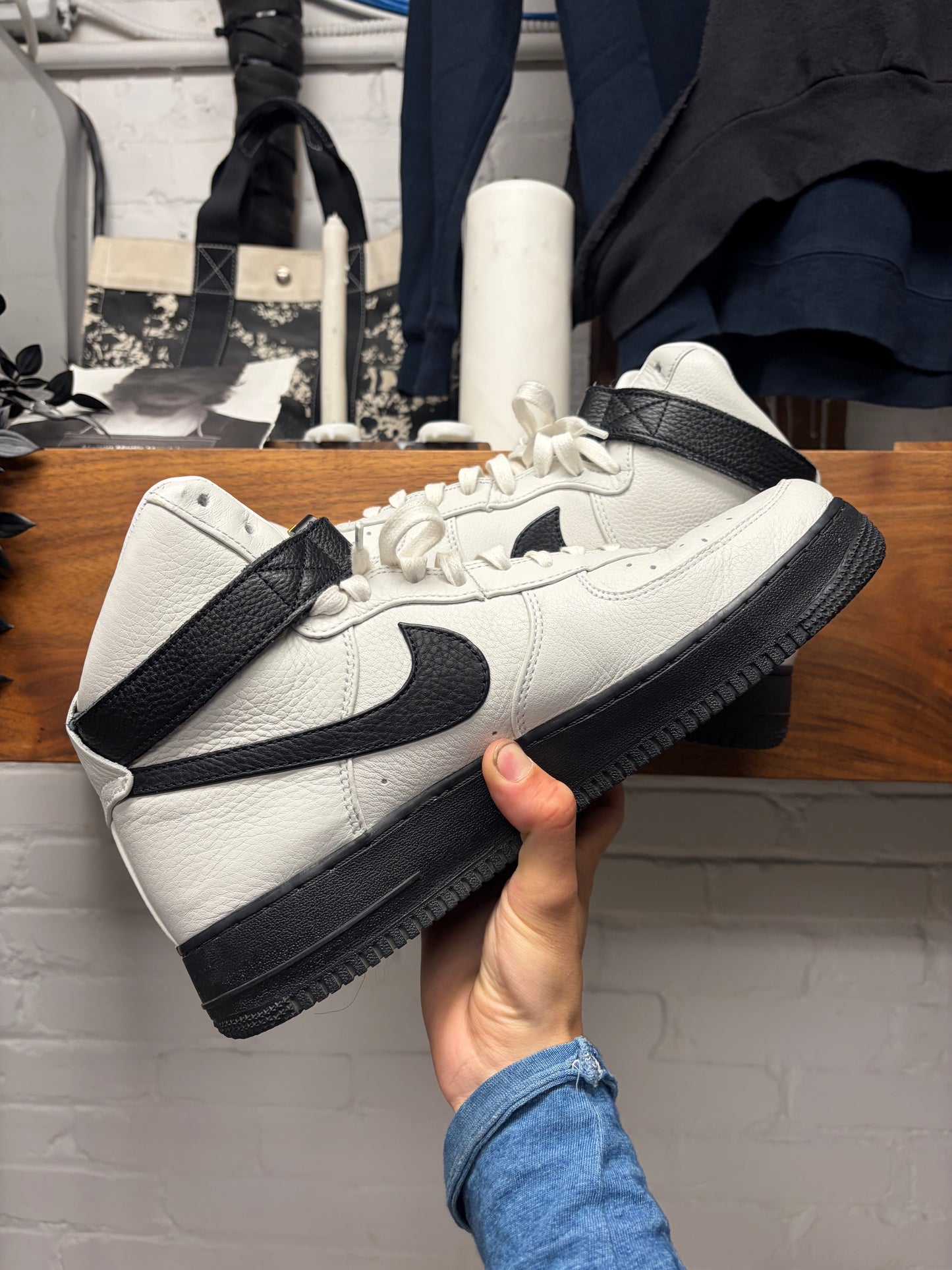 1017 Alyx 9SM x Nike Air Force 1 High Black/White Buckle Sneakers