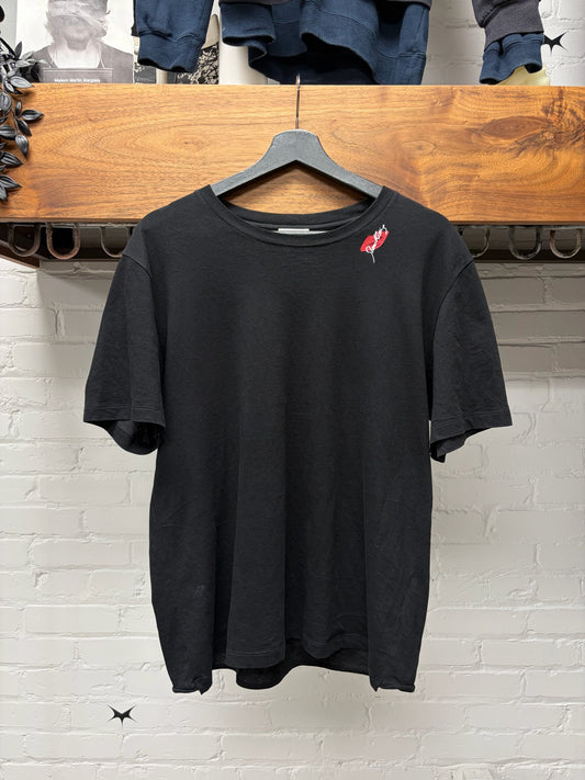 2017 Saint Laurent ‘Slow Kissing’ Black Cropped Fit Cotton T-Shirt
