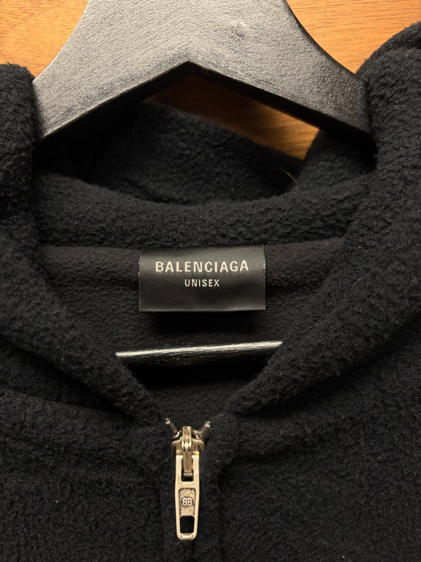 AW2024 Balenciaga ‘Pigelle’ Black Oversized Fleece Zip-Up Hoodie