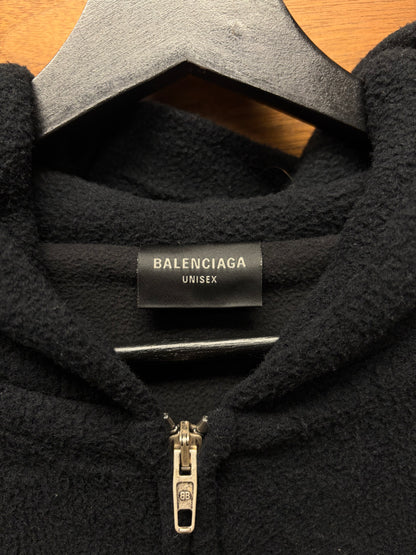 AW2024 Balenciaga ‘Pigelle’ Black Oversized Fleece Zip-Up Hoodie