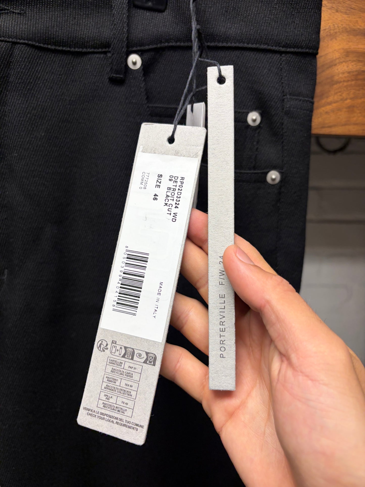 AW2024 Rick Owens ‘Porterville’ Black Detroit Cut Denim
