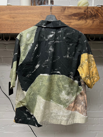 Prada Still Life Bottle Graphic Camp Collar Shirt