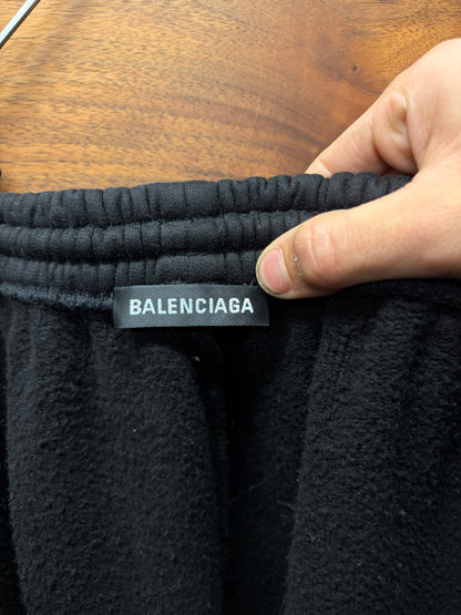 2021 Balenciaga Heavy Black Terry Cotton Relaxed Drawstring Sweatpants