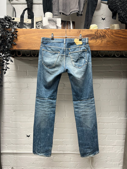 Number (N)ine Darted Blue ‘Crying Heart’ Patch Skinny Jeans