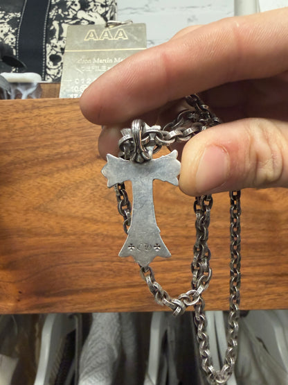 Chrome Hearts Large ‘Double Cross’ Stacked 925 Silver Pendant