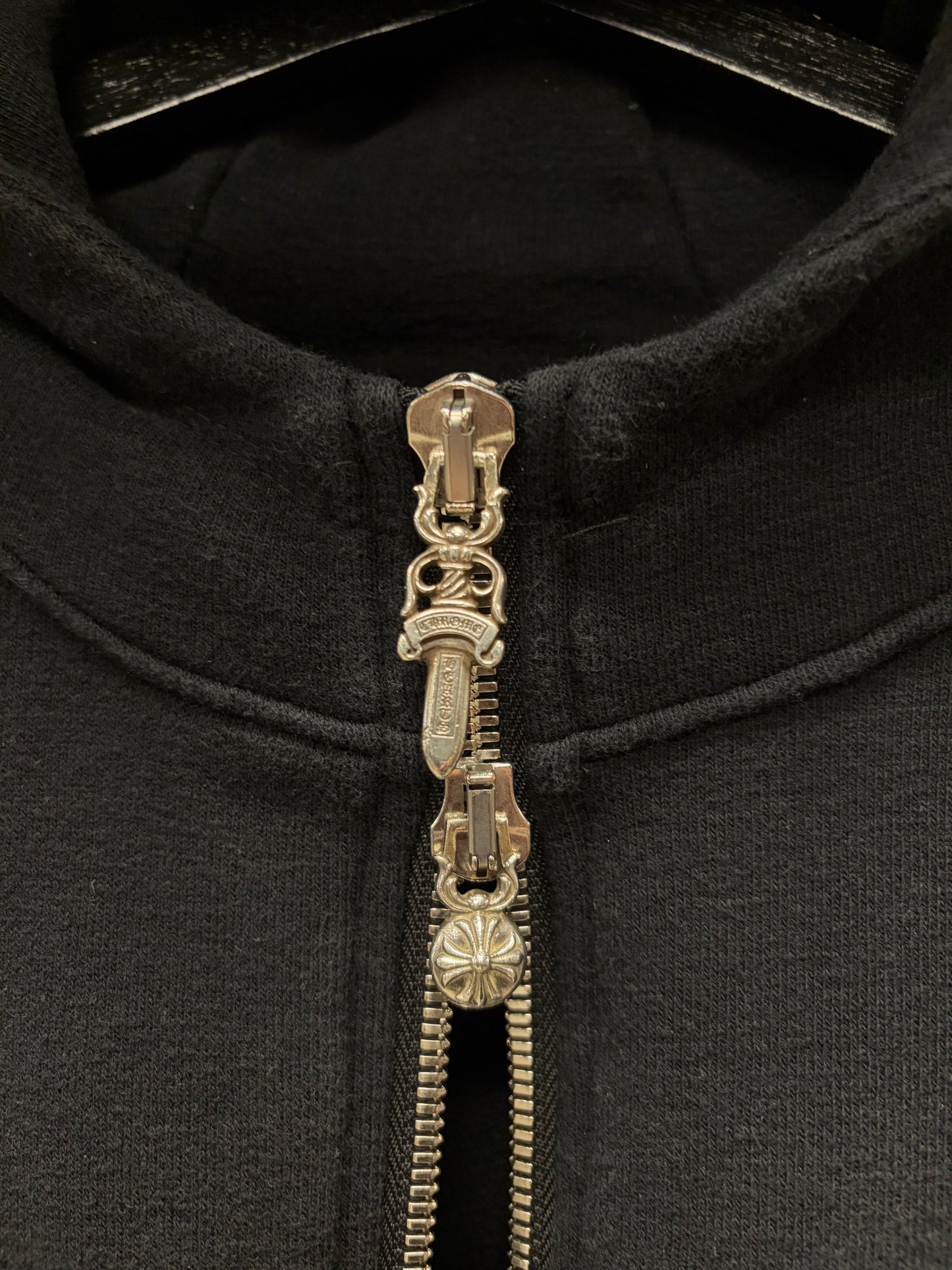 Chrome Hearts Leather Plus Cross ‘Fuck You’ Black Label Premium Zip-Up Hoodie