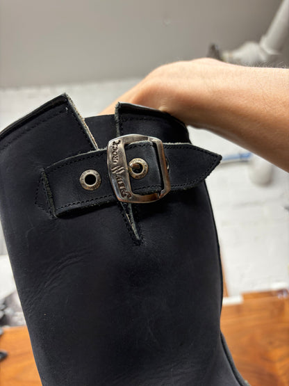 New Rock Black Calfskin Leather ‘Engineer’ Boots
