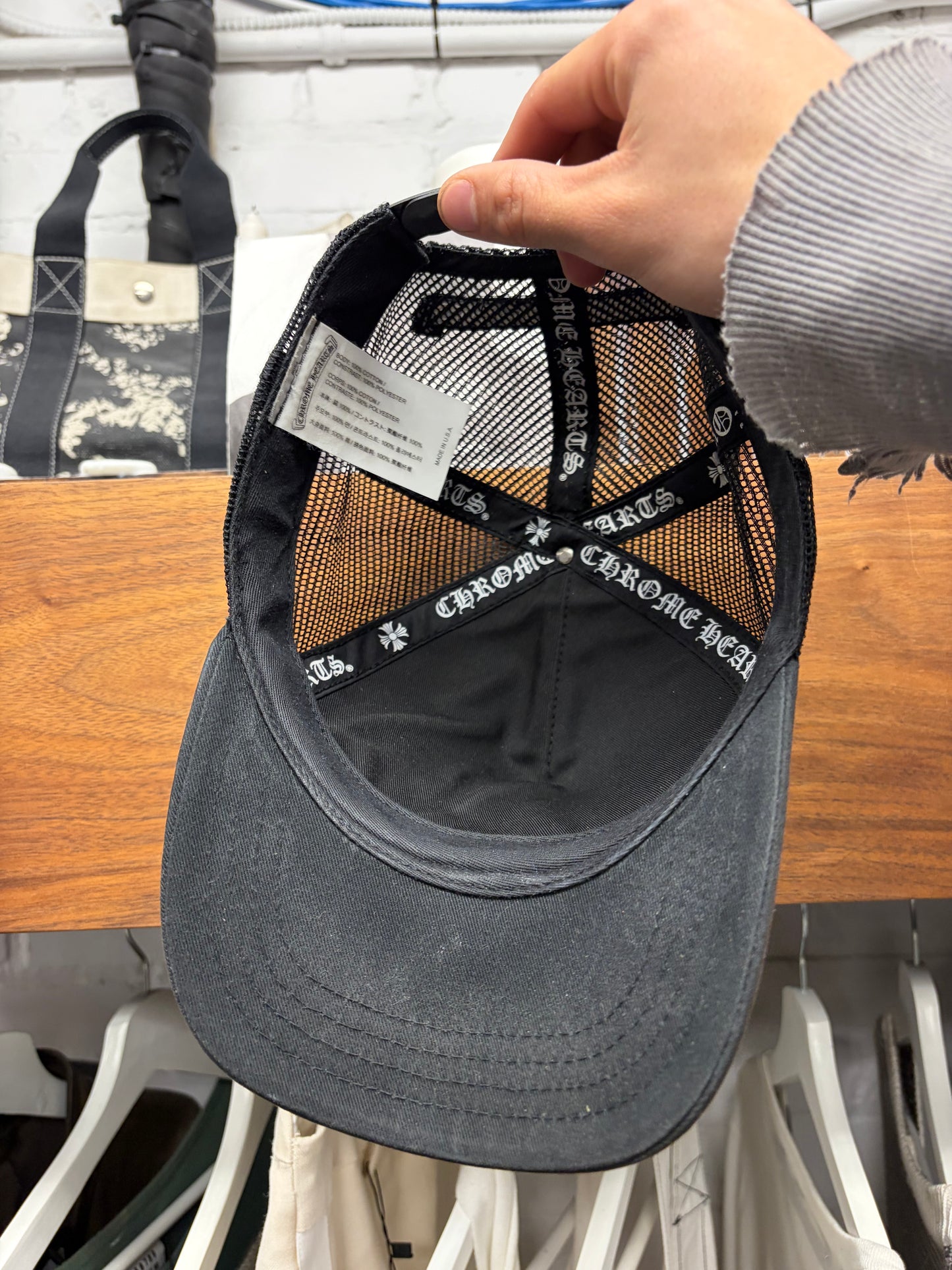 Vintage Chrome Hearts ‘Plus Cross’ Faded Black Trucker Hat