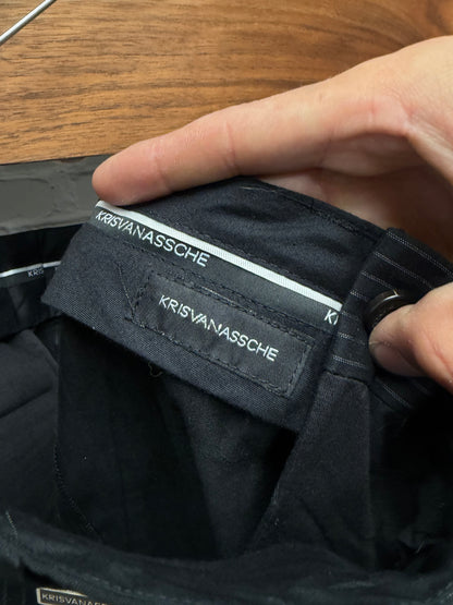 Kris Van Assche Black Pinstripe Skinny Fit Cargo Trousers