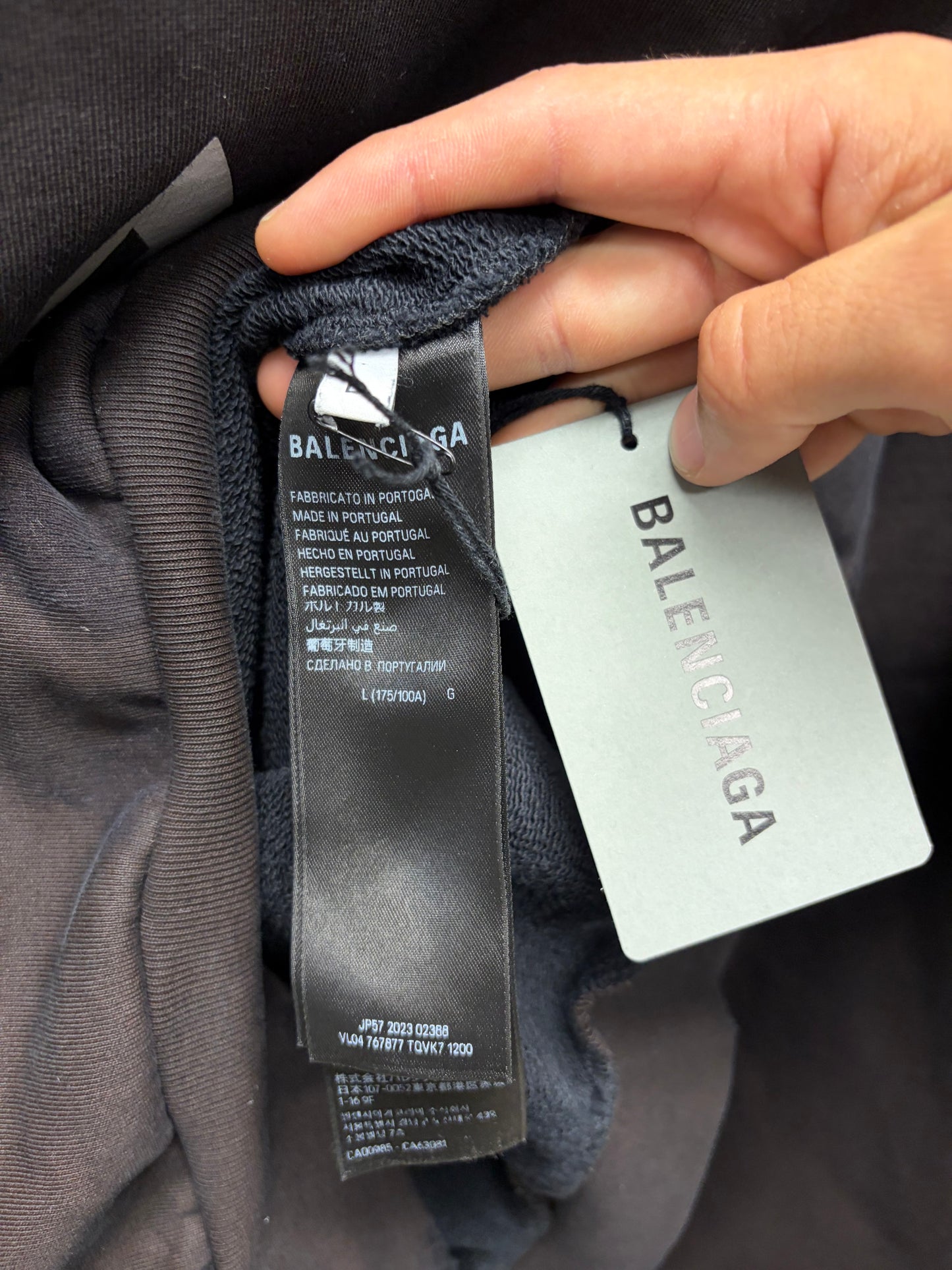 AW2024 Balenciaga ‘No Logo’ Distressed Black Pullover Hoodie
